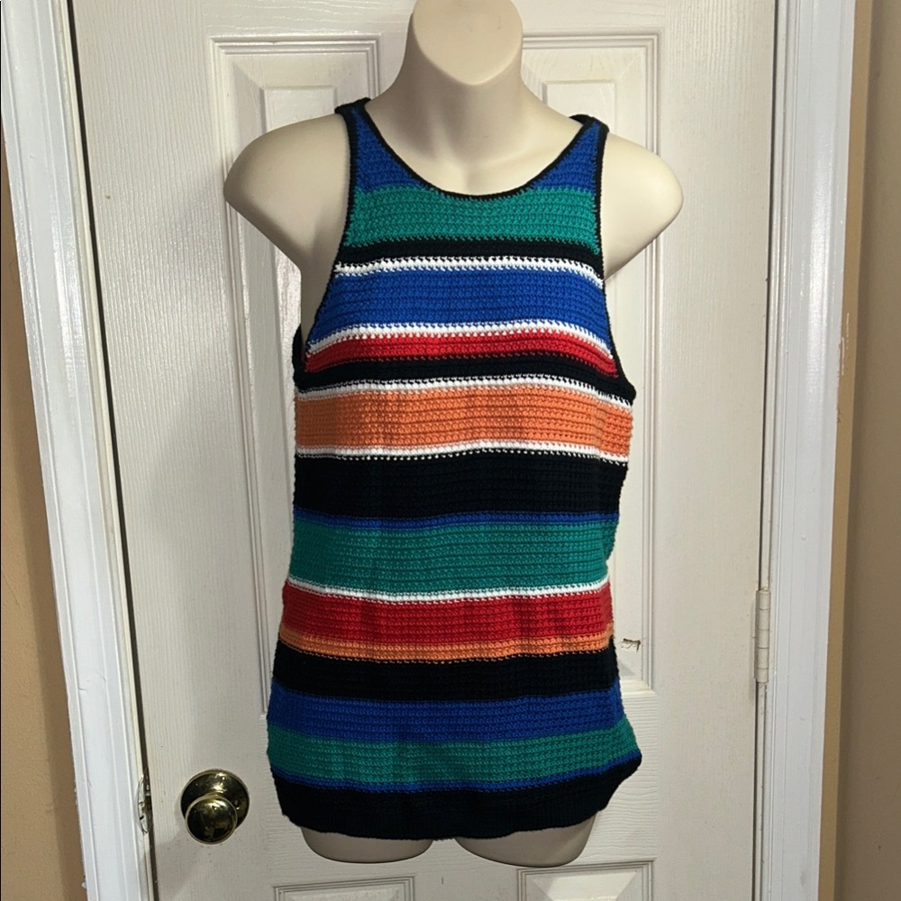 Worth Colorful Striped Sweater Knit Tank Top